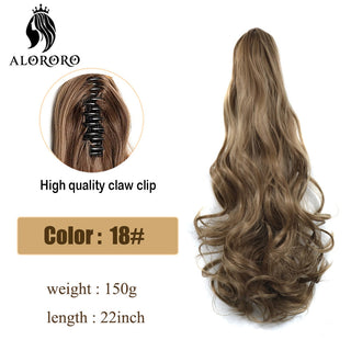 Synthetic 22inch Claw Clip Ponytail Hair Extension Wavy Ponytail Synthetic Ponytail Hair Clip For Women Pony Tail Hairpiece ALODIA STORE