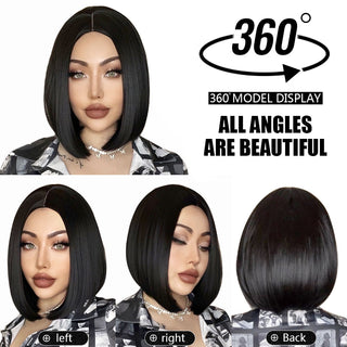 Short Bob Wig Synthetic Wigs For Women Black Ombre Red Blonde Pink Lolita Cosplay Party Natural Hair Heat Resistant Perruque Bob ALODIA STORE