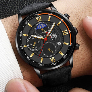 Fashion Mens Sports Watches Man Business Quartz Wristwatch Luxury Black Leather Bracelet Men Casual Luminous Clock Watch ALODIA STORE
