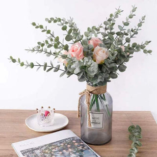 Artificial Plants Plastic Eucalyptus Leaves Green Branch For Home Garden Decor Wedding Christmas Decoration Wreaths Fake Flowers ALODIA STORE