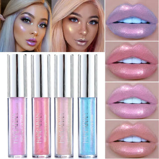 Plump Lip Gloss Lips Makeup Waterproof Long Lasting Holographic Mermaid Lip Tint Nude Moisturizer Glossy Glitter Liquid Lipstick ALODIA STORE
