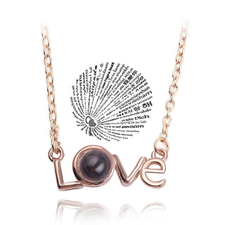 Projection Necklace 100 Languages I Love You Pendant Jewelry For Lover Girlfriend 2023 Trendy Couple Romantic Cute Accessories ALODIA STORE