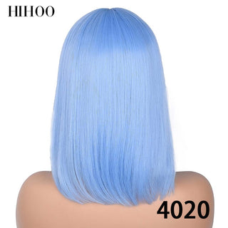 Short Straight Bob Wig for Women Synthetic Wigs Brown to Blonde Ombre Natural Fake Hair Heatresistant Wig Pink Wig With Bangs ALODIA STORE