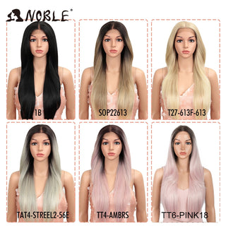 Noble Hair Synthetic Lace Front Wig Long straight 28 Inch Lace Wig Ombre Blonde Wig Heat Resistant Wigs For Women Lace Front Wig ALODIA STORE