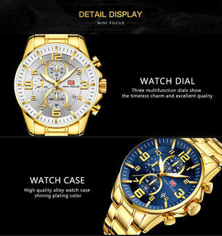 MINI FOCUS Watches Mens Top Brand Luxury Gold Watch Calendar Waterproof Chronograph Multifunction Business relogio masculino New ALODIA STORE