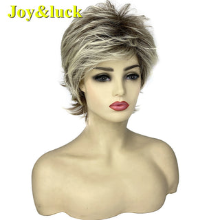 Short Ombre Blonde Wig Synthetic Bob Straight Hair With Bangs Women Natural Daily Wear Wig ALODIA STORE