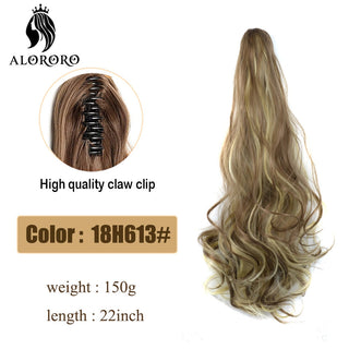 Synthetic 22inch Claw Clip Ponytail Hair Extension Wavy Ponytail Synthetic Ponytail Hair Clip For Women Pony Tail Hairpiece ALODIA STORE