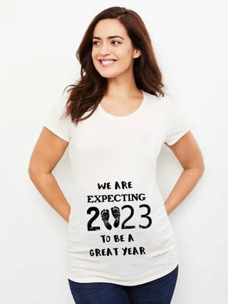 Baby Loading 2023 Women Printed Pregnant T Shirt Girl Maternity Short Sleeve Pregnancy Announcement Shirt New Mom Clothes ALODIA STORE