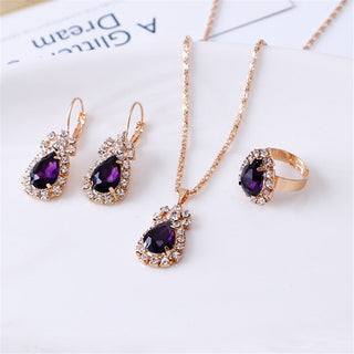 Exquisite Double Heart Necklace Earrings Bracelet Jewelry Set Charm Ladies Jewelry Fashion Bridal Accessory Set Romantic Gifts ALODIA STORE