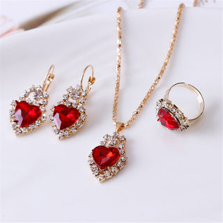 Exquisite Double Heart Necklace Earrings Bracelet Jewelry Set Charm Ladies Jewelry Fashion Bridal Accessory Set Romantic Gifts ALODIA STORE