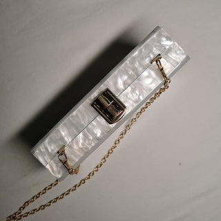 Gnirue New Wallet Fashion Women Messenger Bags Elegant Pearl Acrylic Clutch Vintage Woman Party Pure White Shoulder Evening bag ALODIA STORE