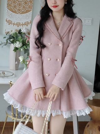 Warm Winter Pink Sweet Elegant Dress ALODIA STORE