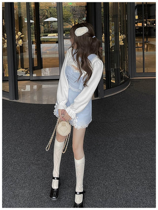 Lolita Dress Women Bow Pink Kawaii Party Mini lace Princess  Dresse Winter 2024 ALODIA STORE