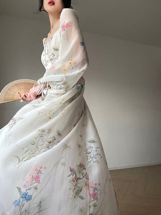 French Elegant Floral Midi dress ALODIA STORE