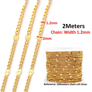 No Fade 2Meters Stainless Steel Chains for Jewelry Making DIY Necklace Bracelet Accessories Gold Chain Lips Beads Beaded Chain ALODIA STORE