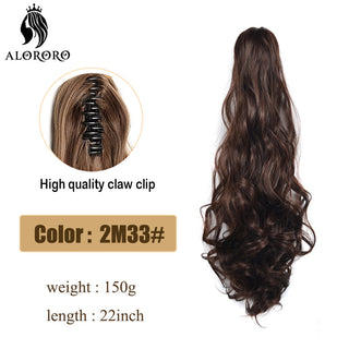 Synthetic 22inch Claw Clip Ponytail Hair Extension Wavy Ponytail Synthetic Ponytail Hair Clip For Women Pony Tail Hairpiece ALODIA STORE