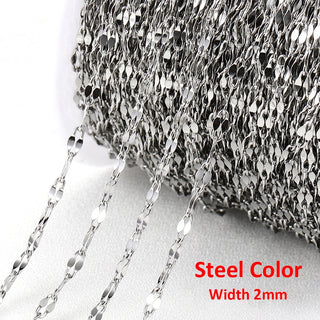 No Fade 2Meters Stainless Steel Chains for Jewelry Making DIY Necklace Bracelet Accessories Gold Chain Lips Beads Beaded Chain ALODIA STORE