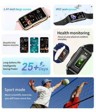 New Sports Smart Watch Men Women 1.47-inch Full Touch Fitness Tracker IP67 Waterproof Smartwatch For Huawei Xiaomi Phone ALODIA STORE