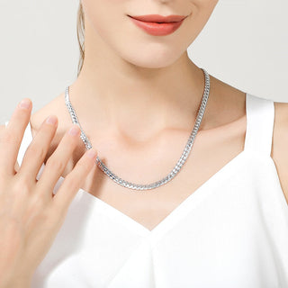 TIEEFEGO 925 Sterling Silver 6mm Side Chain 8/18/20/22/24 Inch Necklace For Woman Men Fashion Wedding Engagement Jewelry Gift ALODIA STORE