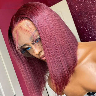 Ginger Short Bob Lace Front Wigs 100% Human Hair Wigs Bob Lace Wigs For Women Blonde Orange Straight Brazilian Hair Closure Wig ALODIA STORE