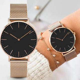 Luxury Rose Gold Watch Women Bracelet Watches Top Brand Ladies Casual Quartz Watch Steel Women's Wristwatch Montre Femme Relogio ALODIA STORE