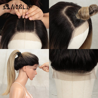 Noble Synthetic Lace Front Wig Long straight Hair 28 Inch Natural Wig Ombre Blonde Wig Heat Resistant Fiber Wigs For Black Women ALODIA STORE