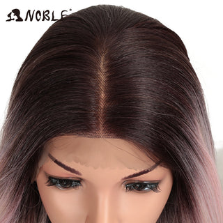 Noble Synthetic Lace Front Wig Long straight Hair 28 Inch Natural Wig Ombre Blonde Wig Heat Resistant Fiber Wigs For Black Women ALODIA STORE