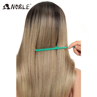 Noble Synthetic Lace Front Wig Long straight Hair 28 Inch Natural Wig Ombre Blonde Wig Heat Resistant Fiber Wigs For Black Women ALODIA STORE