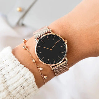 Luxury Rose Gold Watch Women Bracelet Watches Top Brand Ladies Casual Quartz Watch Steel Women's Wristwatch Montre Femme Relogio ALODIA STORE