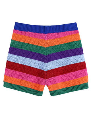 Knitted Contrast Color Crop Tank Top and Shorts ALODIA STORE