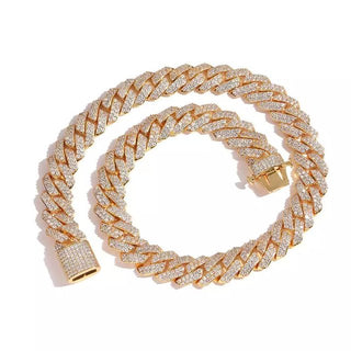 Gold Plated Iced Out Chain for Men and Women Cuban Chain Necklace ALODIA STORE