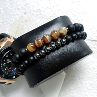 The Protector Hematite Agate Balancing Bracelet Set ALODIA STORE