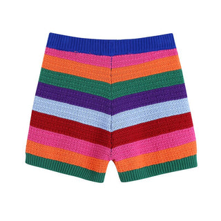 Knitted Contrast Color Crop Tank Top and Shorts ALODIA STORE