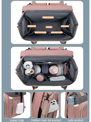 Folding Mommy Bag Portable Folding Crib Bed Large-capacity Baby Backpack Female Mommy Outting Bag Mummy Bag ALODIA STORE