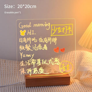 LED Note Board Light With Pen USB Message Board Night Light Creative Acrylic White Lamp For Bedroom Children Girls Friend Gifts ALODIA STORE