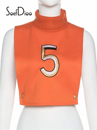 Turtleneck Sleeveless Pullover Crop Top and Dress ALODIA STORE