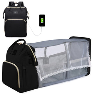 Folding Mommy Bag Portable Folding Crib Bed Large-capacity Baby Backpack Female Mommy Outting Bag Mummy Bag ALODIA STORE