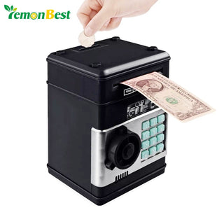 Electronic Piggy Bank ATM Password Money Box Cash Coins Saving Box ATM Bank Safe Box Automatic Deposit Banknote Christmas Gift ALODIA STORE