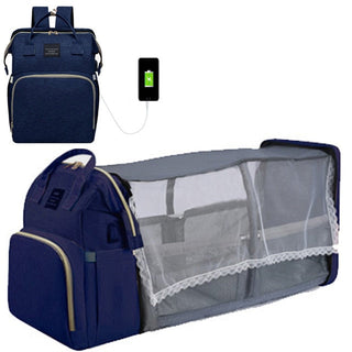 Folding Mommy Bag Portable Folding Crib Bed Large-capacity Baby Backpack Female Mommy Outting Bag Mummy Bag ALODIA STORE