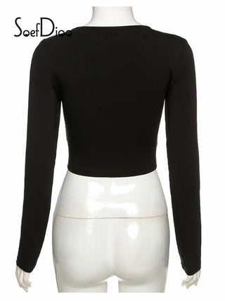 Asymmetric Collar Crop Top ALODIA STORE