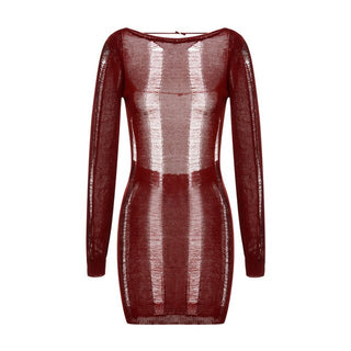 See-Through O-neck Long Sleeve Bodycon Dress ALODIA STORE