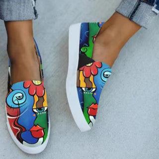 Women Canvas Shoes Fashion Snake Printed Luxury Flats Shoes