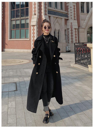 Hepburn Long Red Overcoat Jacket Alodia Store