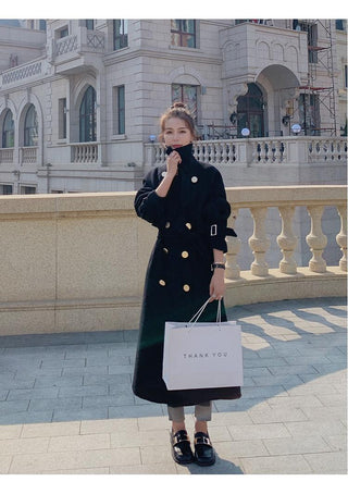Hepburn Long Red Overcoat Jacket Alodia Store