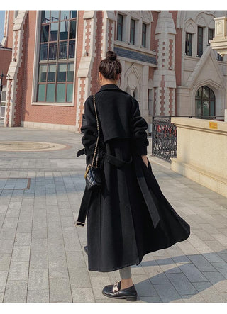 Hepburn Long Red Overcoat Jacket Alodia Store
