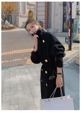 Hepburn Long Red Overcoat Jacket Alodia Store