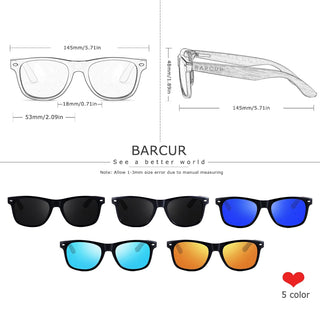 BARCUR High Quality Black women&Male UV400 Wooden Sunglass Shades