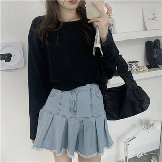 Candy Colors Loose Long Sleeve T-shirts Women Spring Daily Student All-match Casual Streetwear Short Style Tops Basic Undershirt