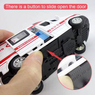 Hospital Rescue Ambulance Emergency Police Alloy Metal Diecast Cars Model Sound Light Educational Kids Toys For Childr