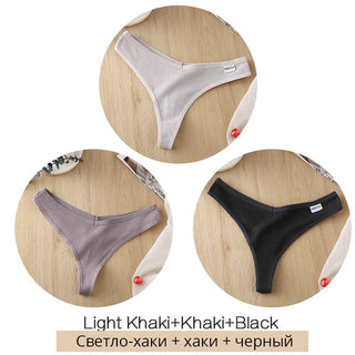 3Pcs/Set Women Cotton Thongs Panties Sexy Low Waist G-String Briefs Ladies lringerie.